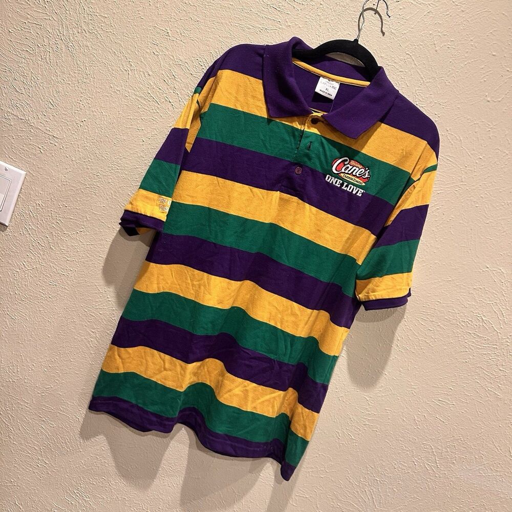 Raising Cane's Mardi Gras Version Polo XL